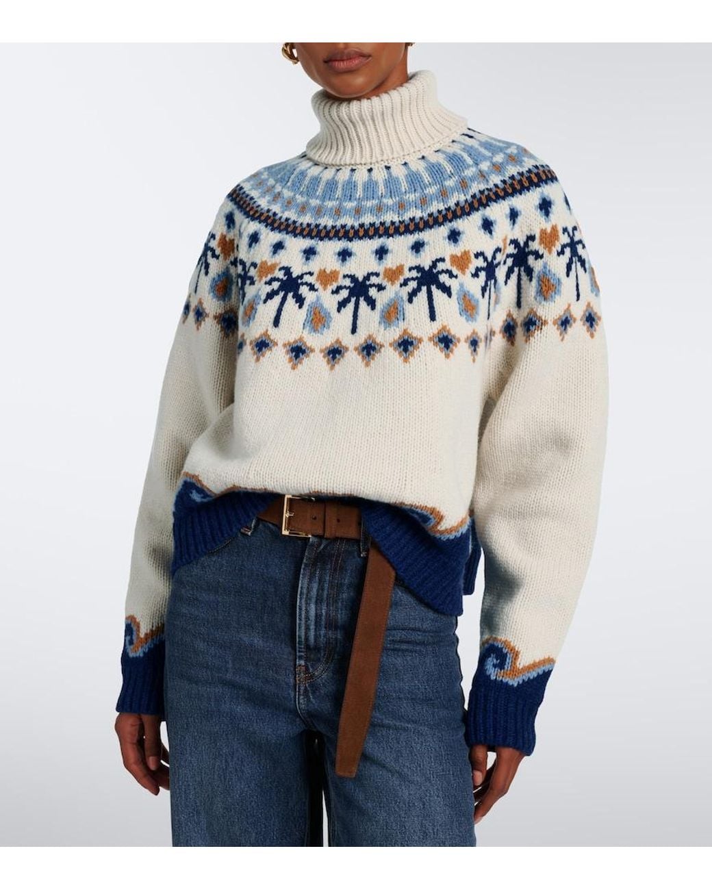 Alanui Blue Sweet Winter Virgin Wool Turtleneck Sweater