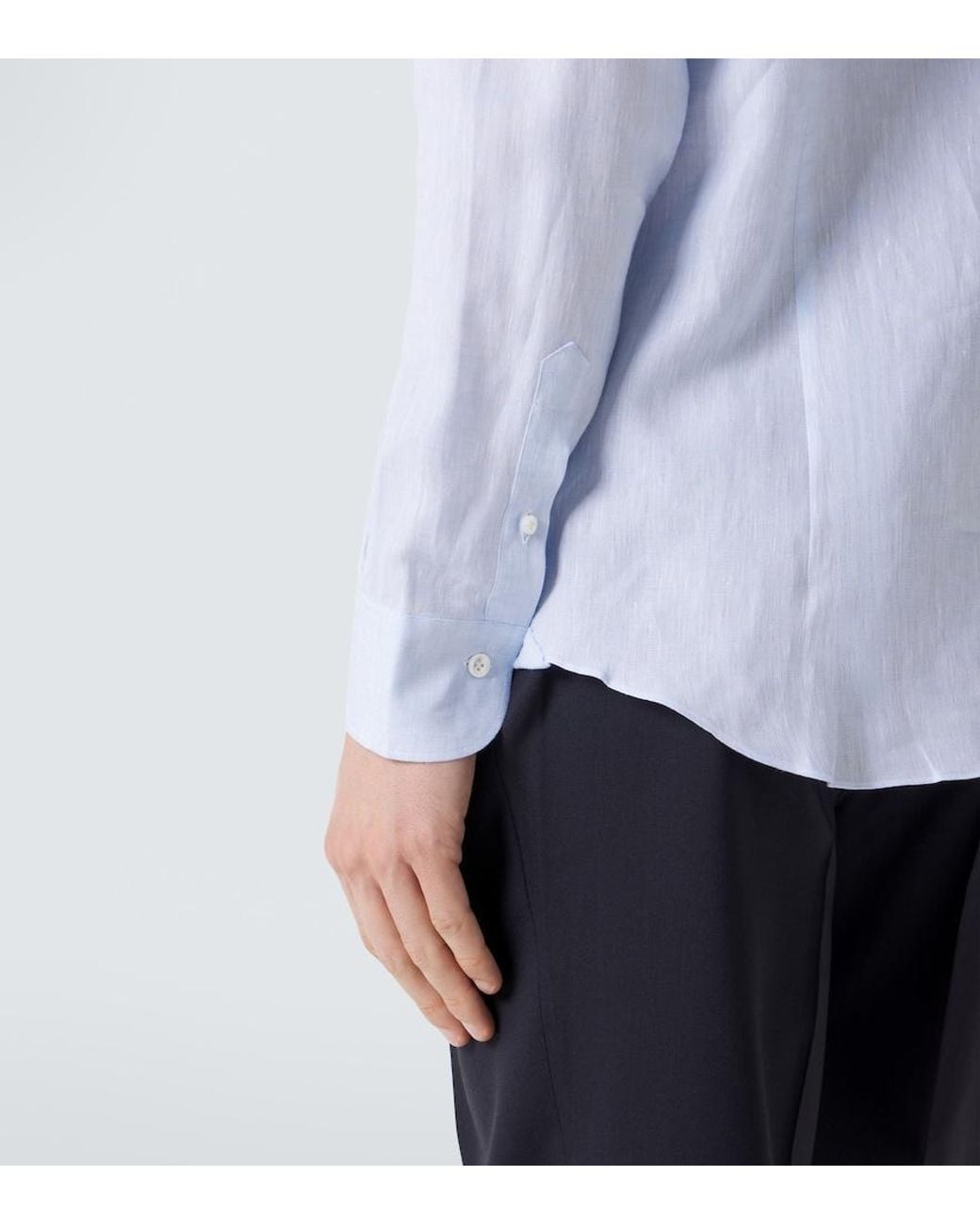 Thom Sweeney Blue Linen Shirt for men