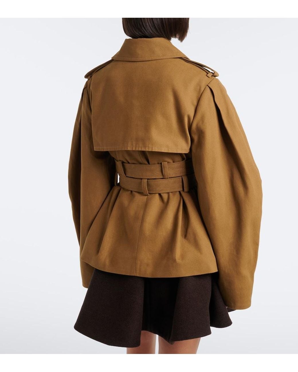 Chaqueta De Algodon Con Cinturon Ganni de color Brown