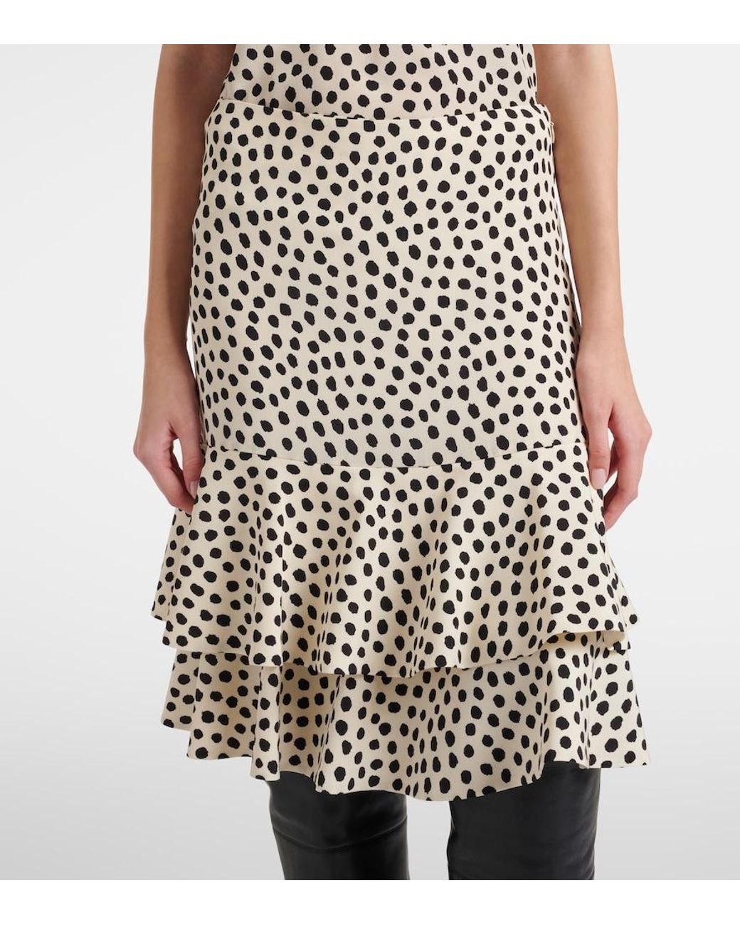 Chloé Black Polka-Dot Tiered Silk Miniskirt