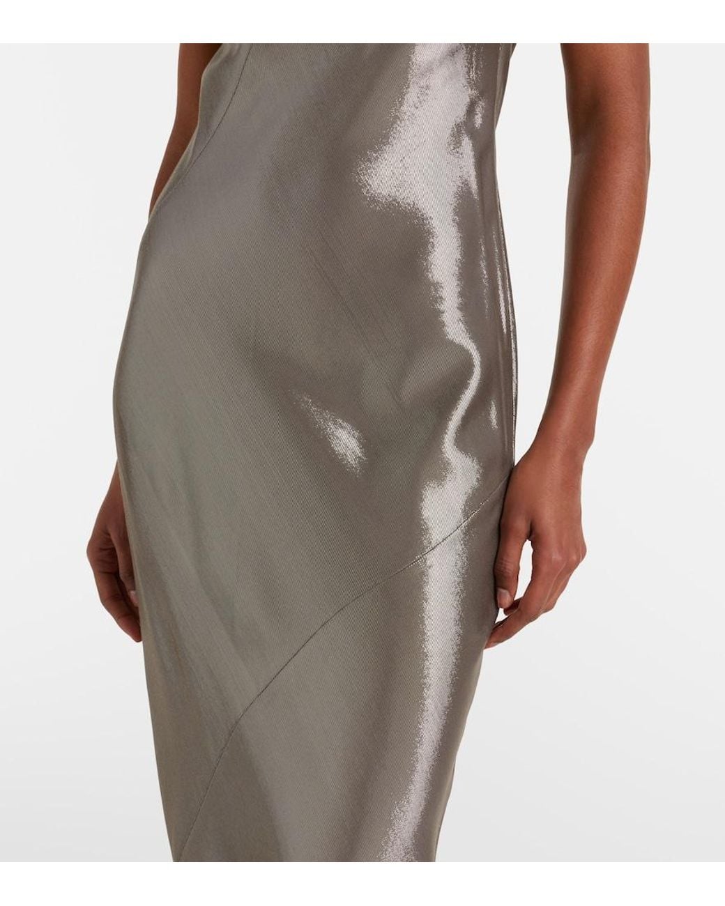 Max Mara Gray Odissea One-Shoulder Lame Gown