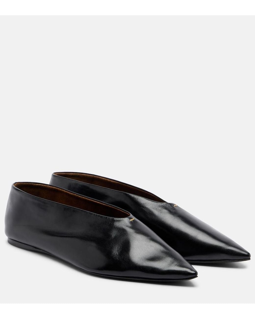 Khaite Black Miriam Leather Ballet Flats