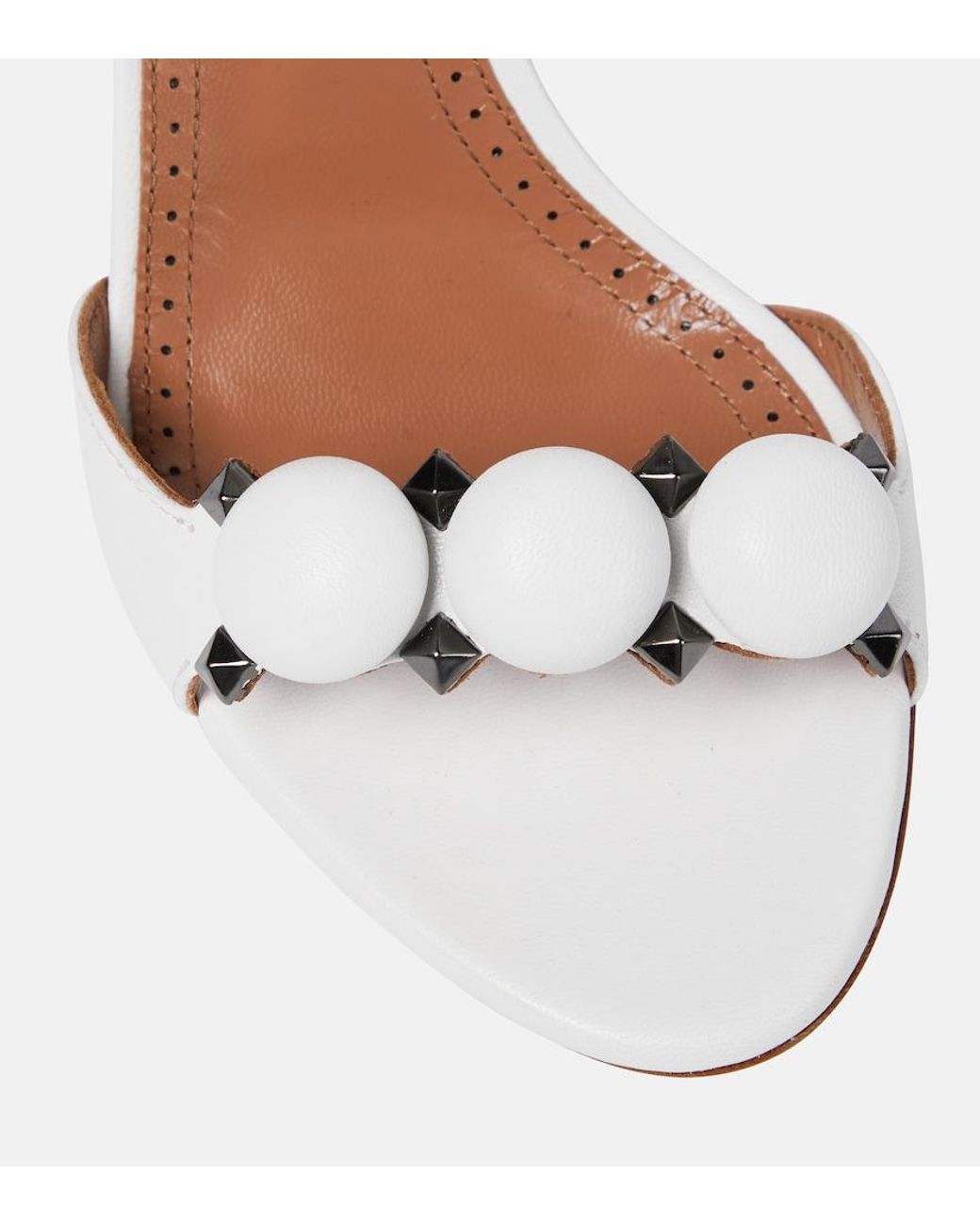 Alaïa White Leather Bombe Sandals 90