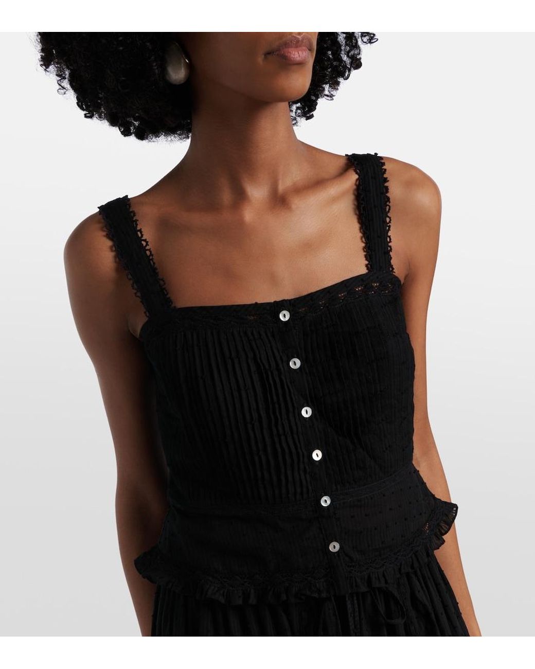 Poupette Black Berry Lace-Trimmed Cotton Top