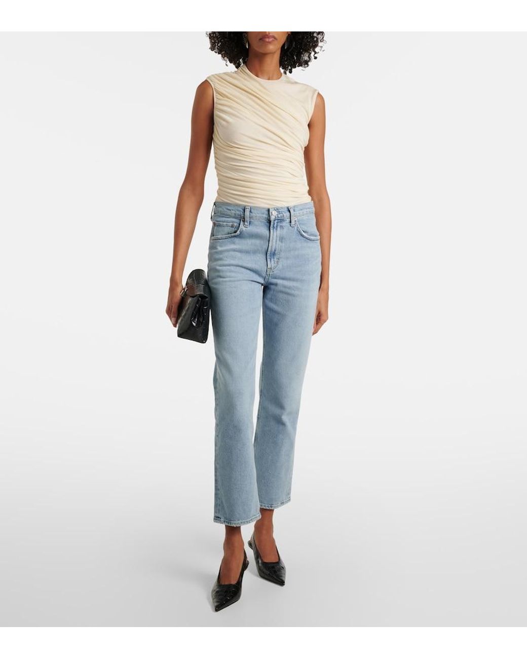 Agolde Blue Valen Mid-Rise Straight Jeans
