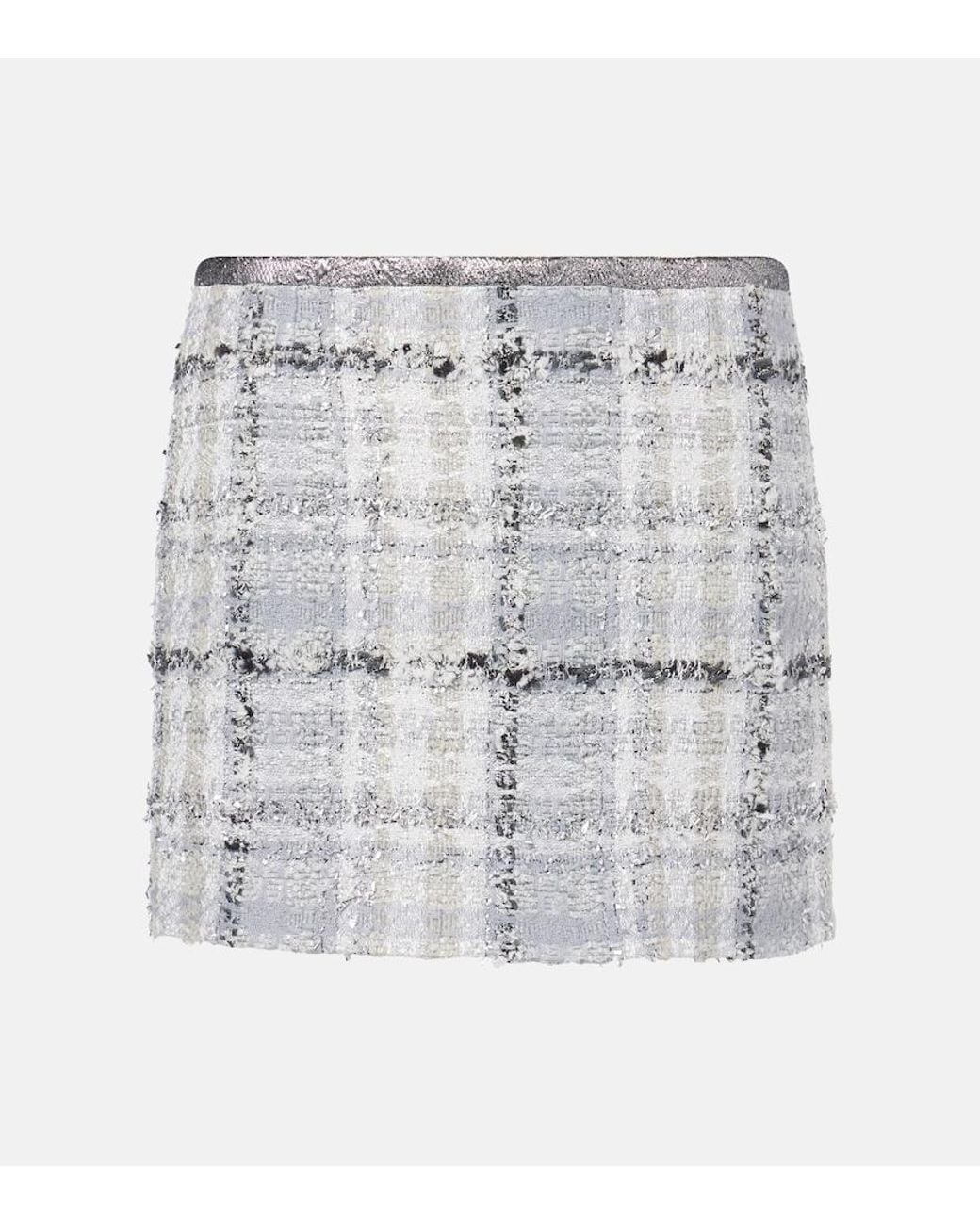 Dolce & Gabbana Metallic Checked Low-Rise Lame Tweed Miniskirt