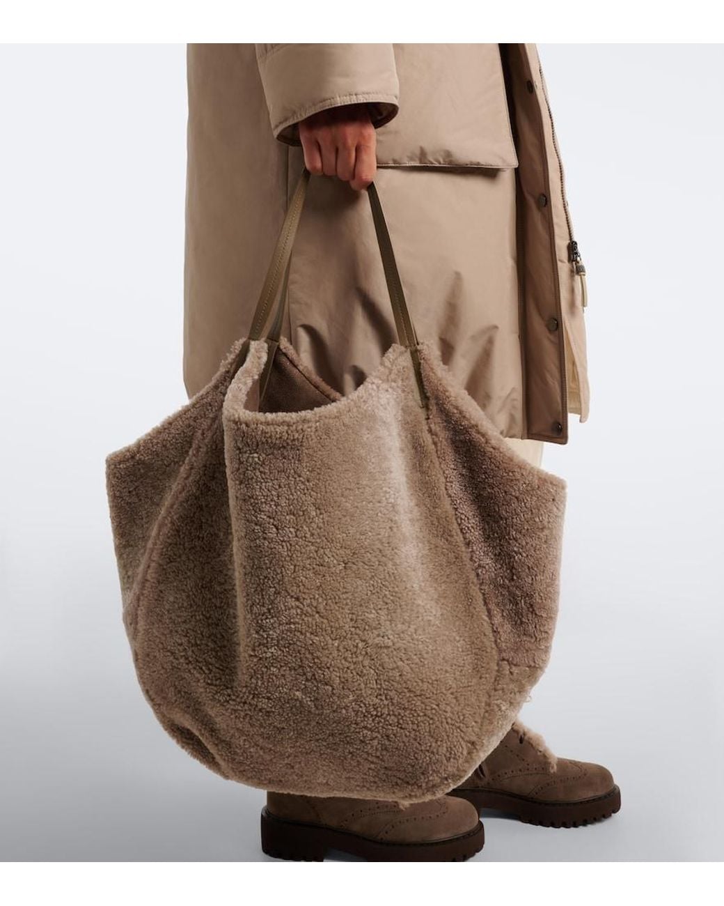 Brunello Cucinelli Brown Duo Large Reversible Leather Tote Bag