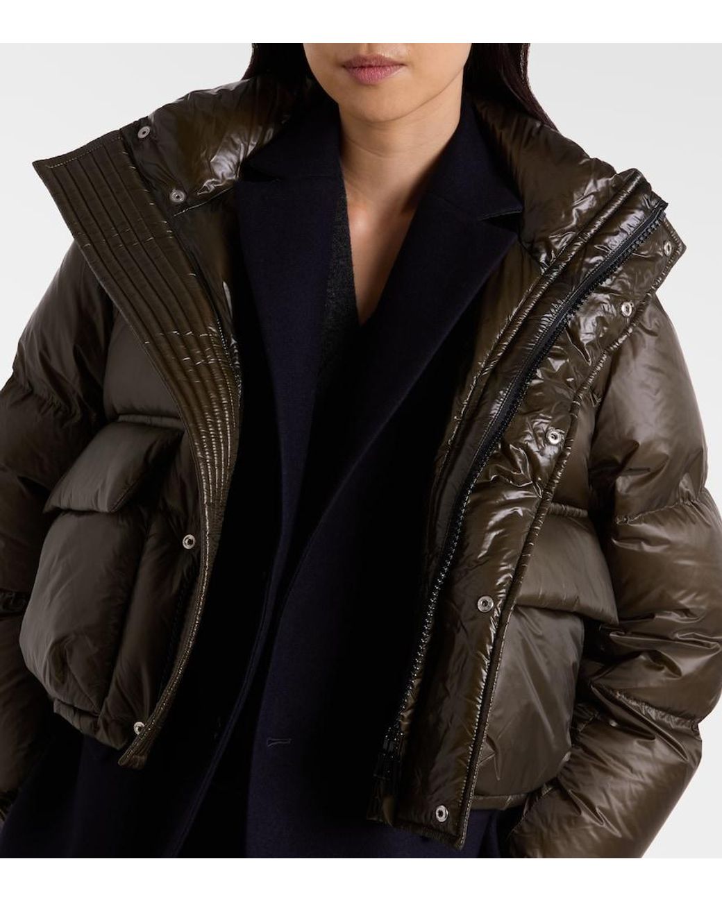 Sacai Black Layered Wool-Trimmed Down Jacket
