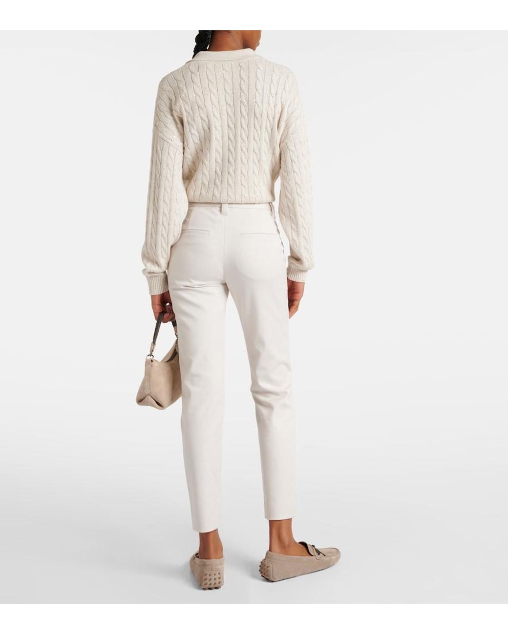Brunello Cucinelli Gray Cotton-Blend Slim Pants