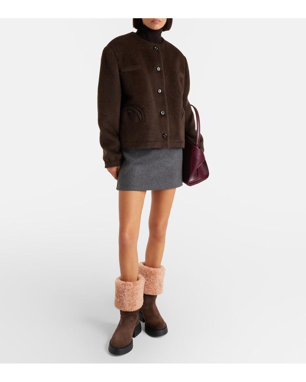 Ferragamo Brown Zaki Shearling-Lined Suede Knee-High Boots