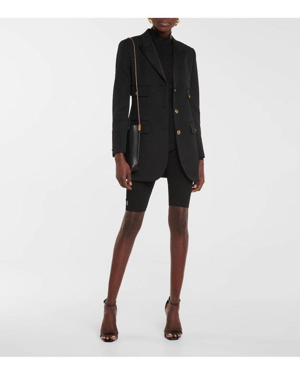 Saint Laurent Black Monogram Silk Mockneck Top