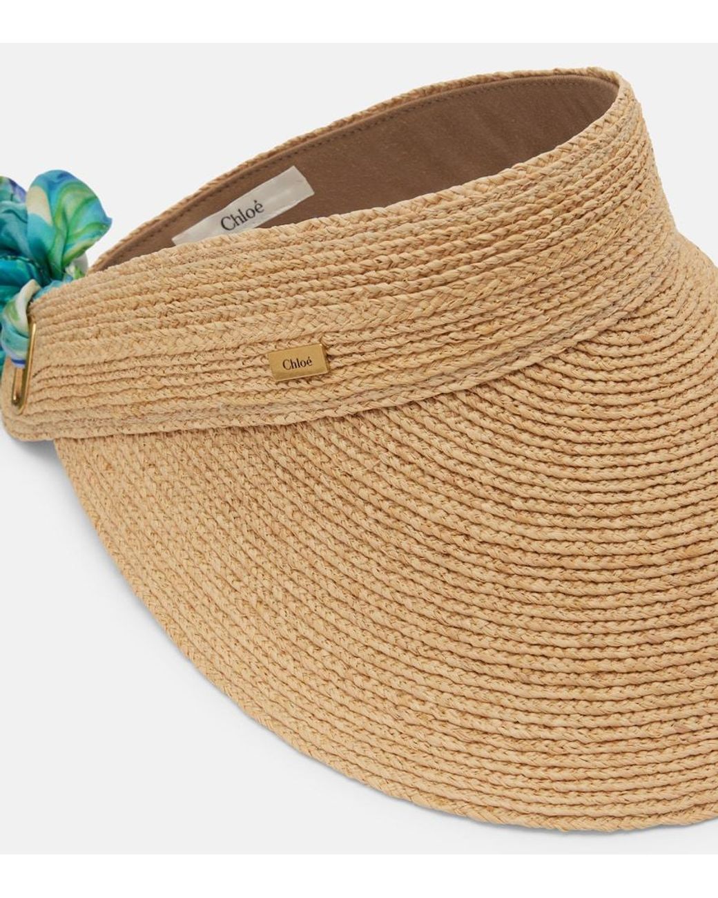 Chloé Natural Visor Aus Raffiabast Mit Seide