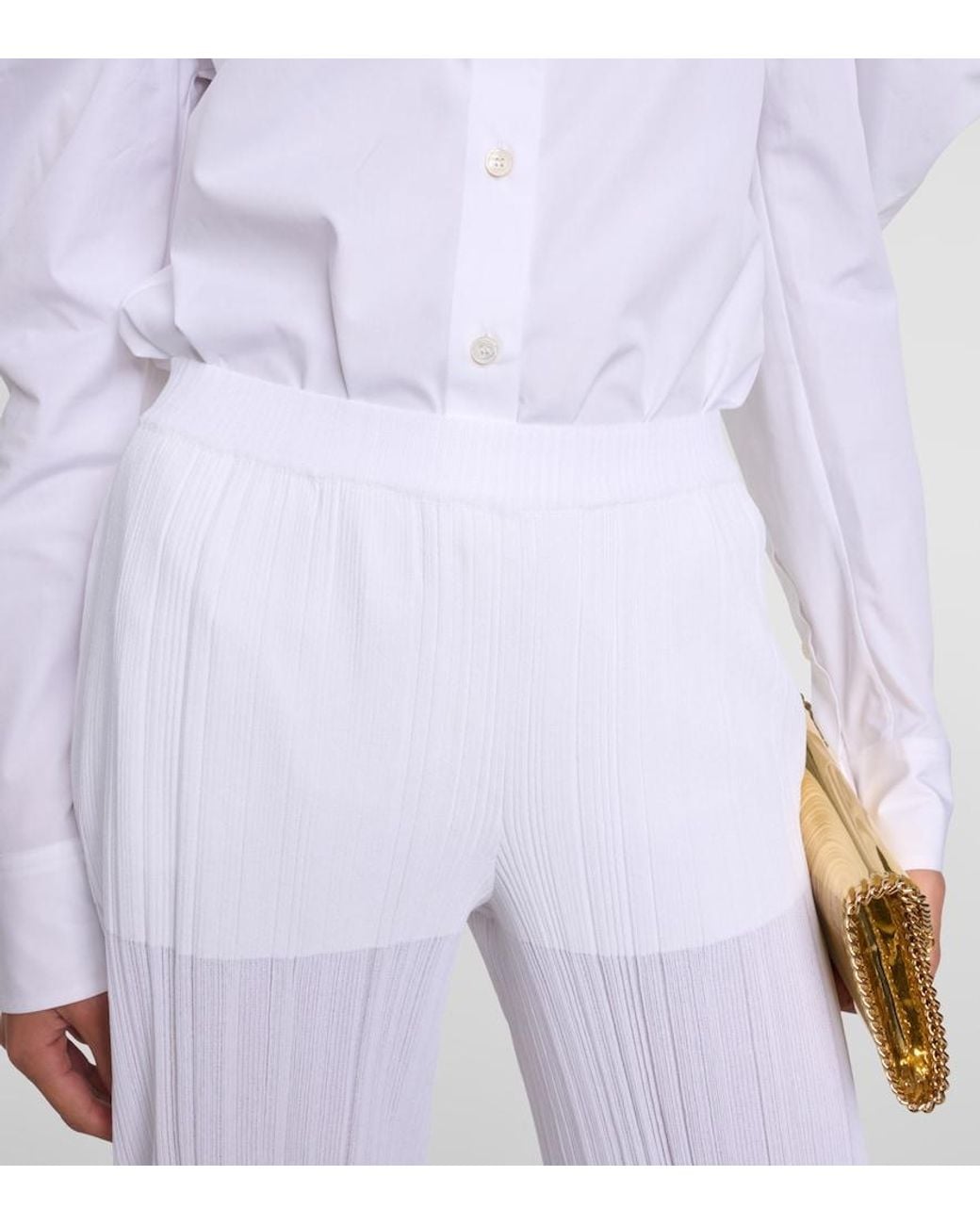 Stella McCartney White Pleated Knit Straight Pants