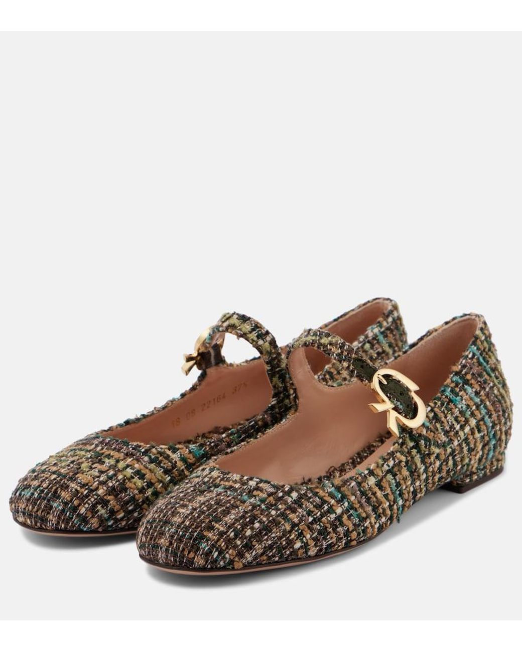 Gianvito Rossi Brown Venezia Boucle Ballet Flats