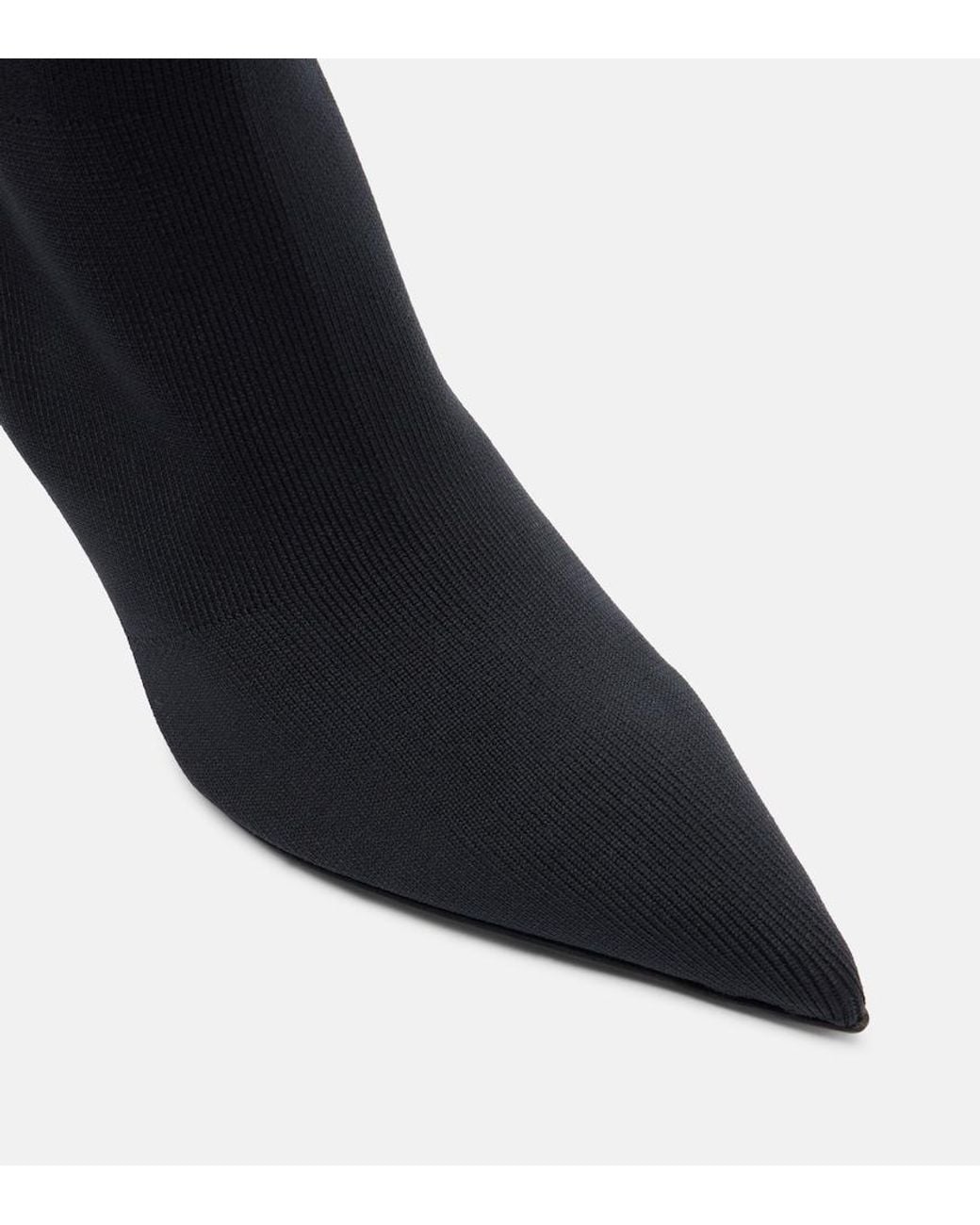 Balmain Black Knitted Wedge Ankle Boots