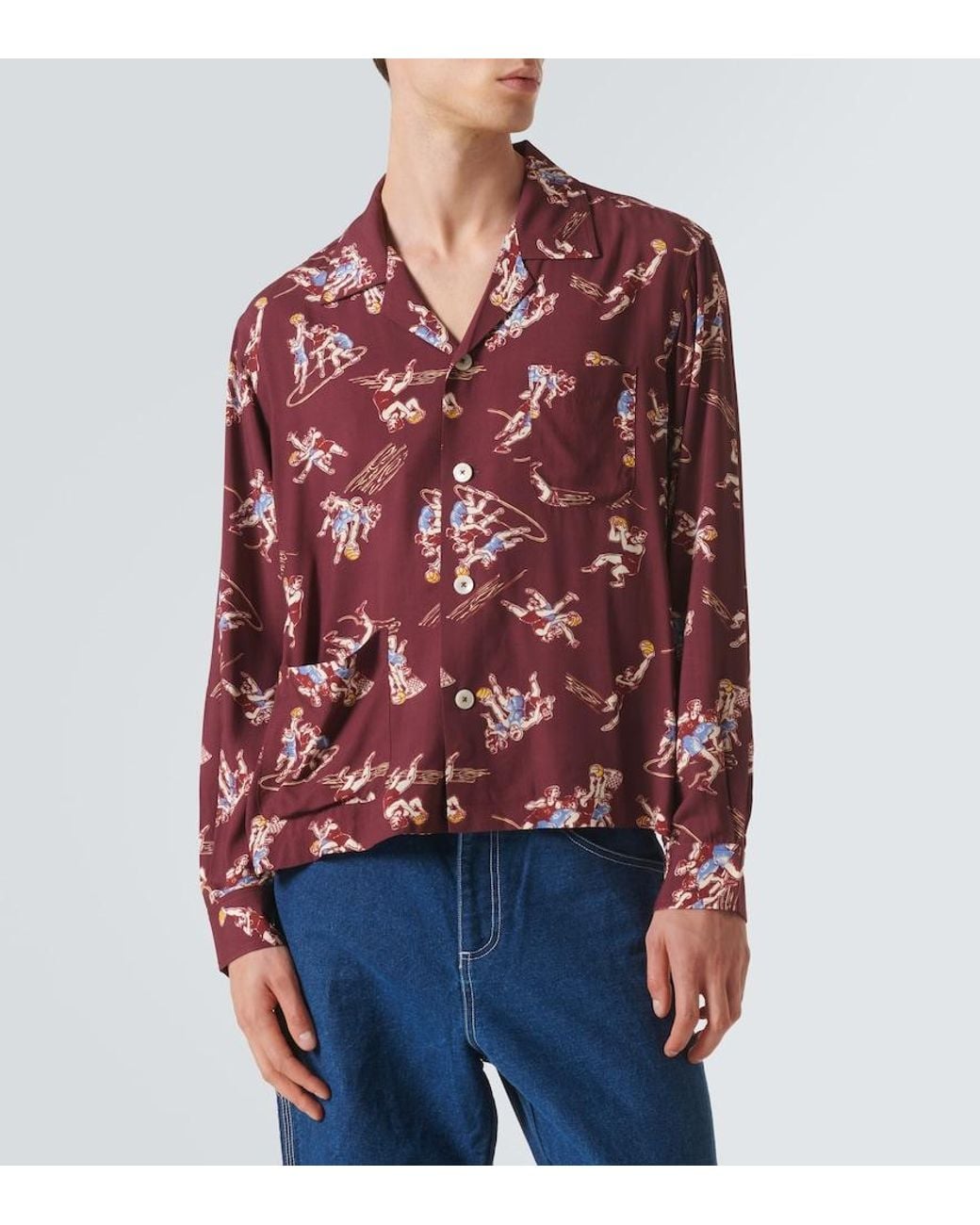 Camisa Layup Estampada Bode de hombre de color Red