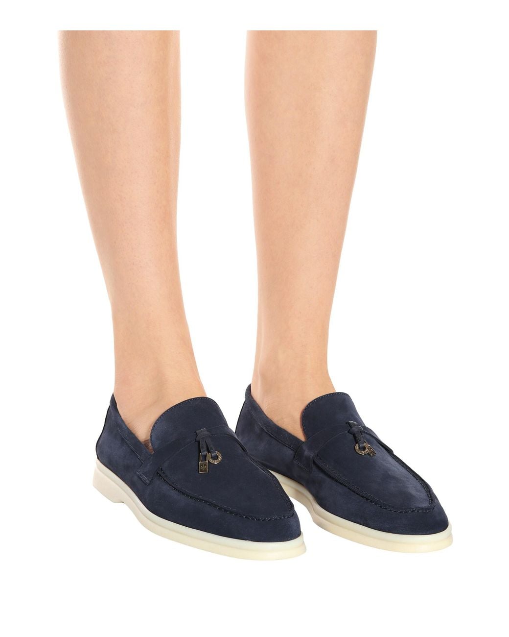 Loro Piana Summer Charms Walk Suede Loafers in Blue | Lyst