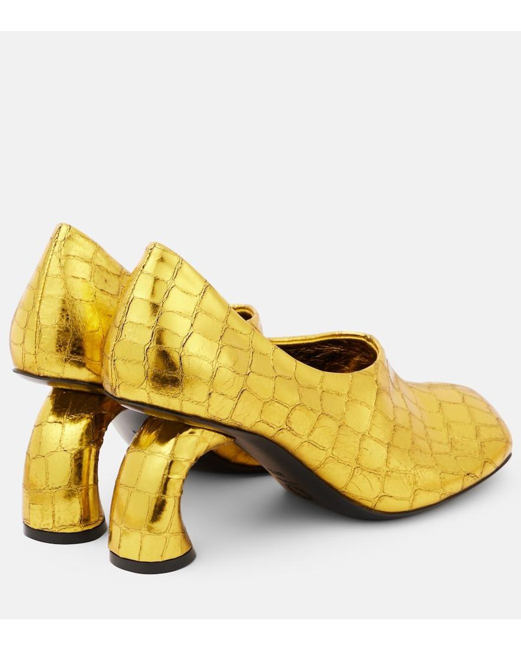 Dries Van Noten Yellow Square Toe Heels