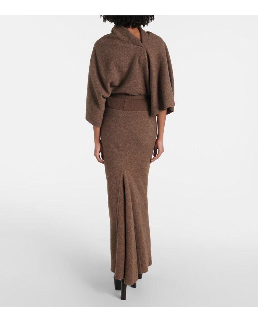 Rick Owens Brown Coda Wool Maxi Skirt