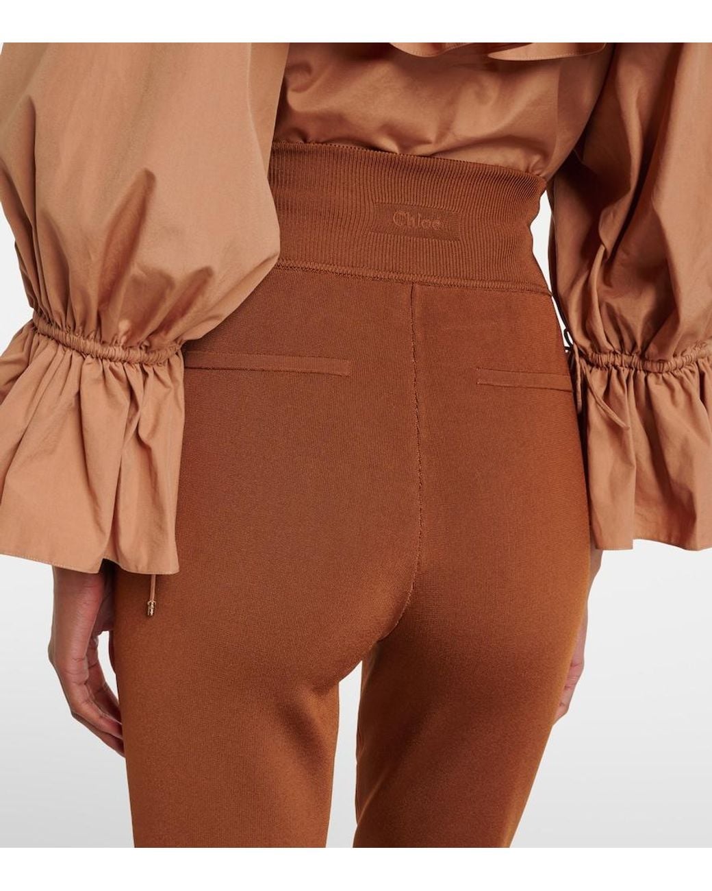 Chloé Brown High-Rise Stirrup Leggings