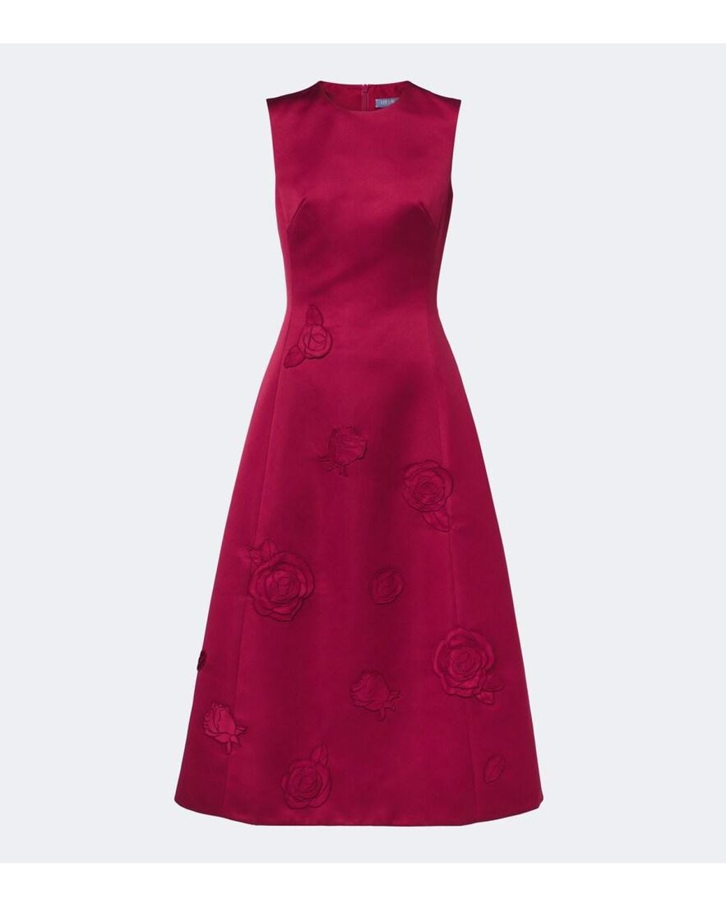 LEO LIN Red Cleo Floral-Applique Satin Cocktail Dress