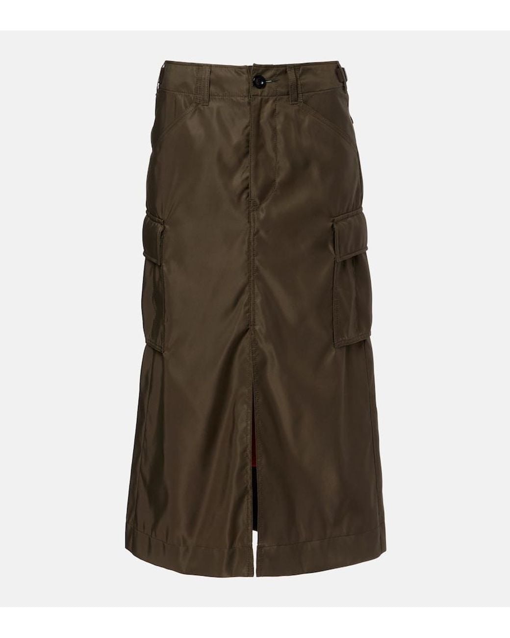 Sacai Green Pleated Midi Skirt