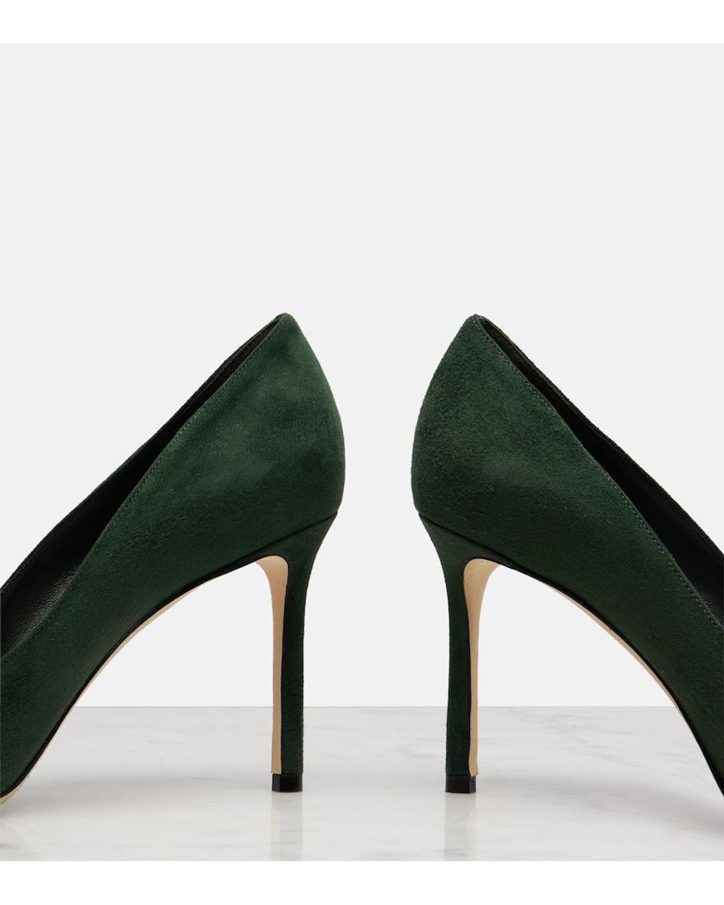 Jimmy Choo Green Romy 85 Suede Pumps