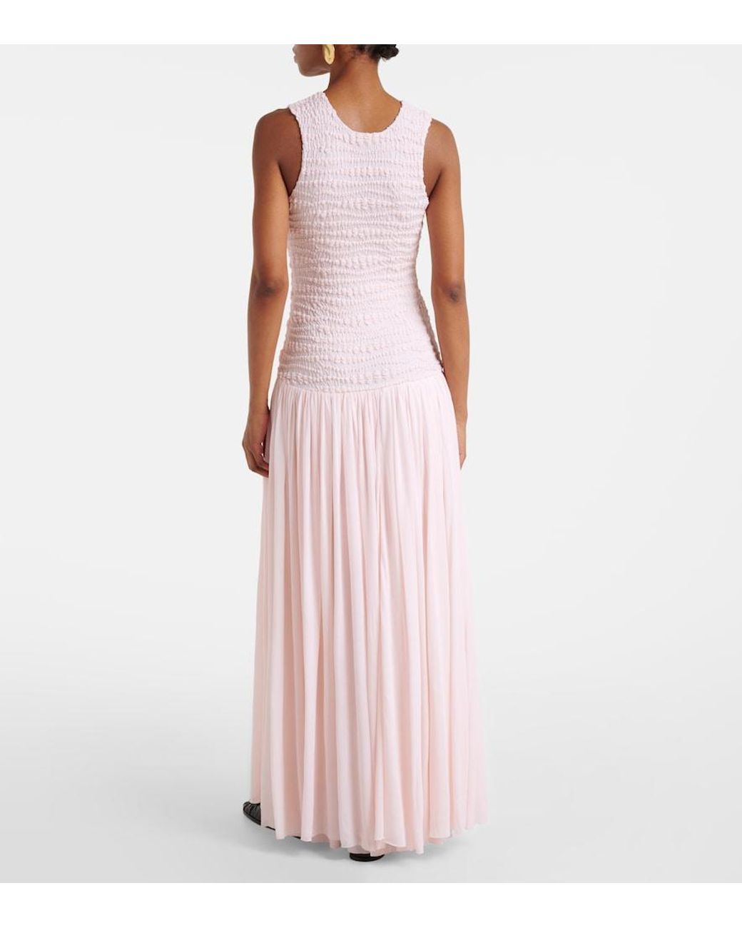 Jil Sander Pink Shirred Maxi Dress