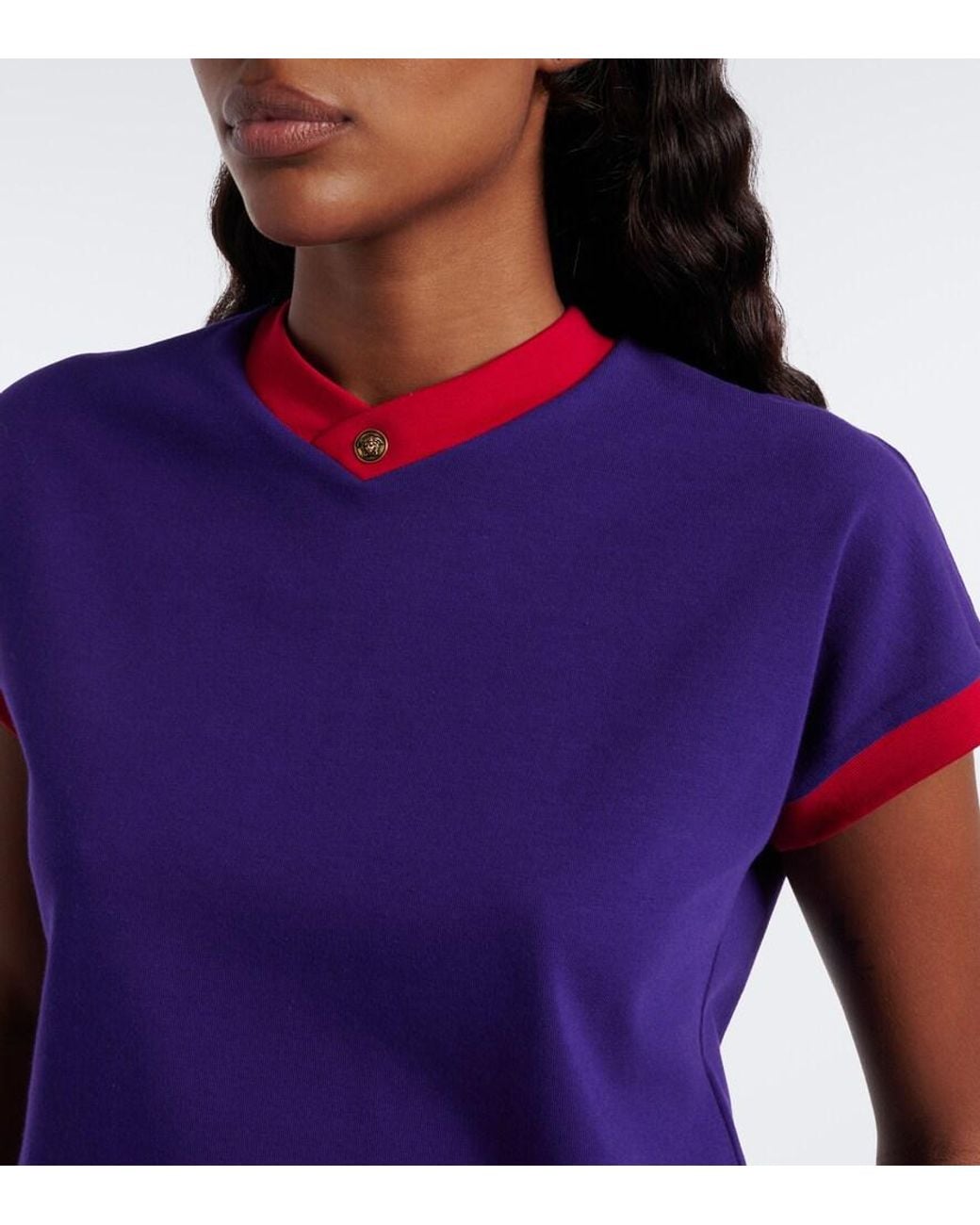 Versace Purple Medusa Cotton-Blend Jersey T-Shirt