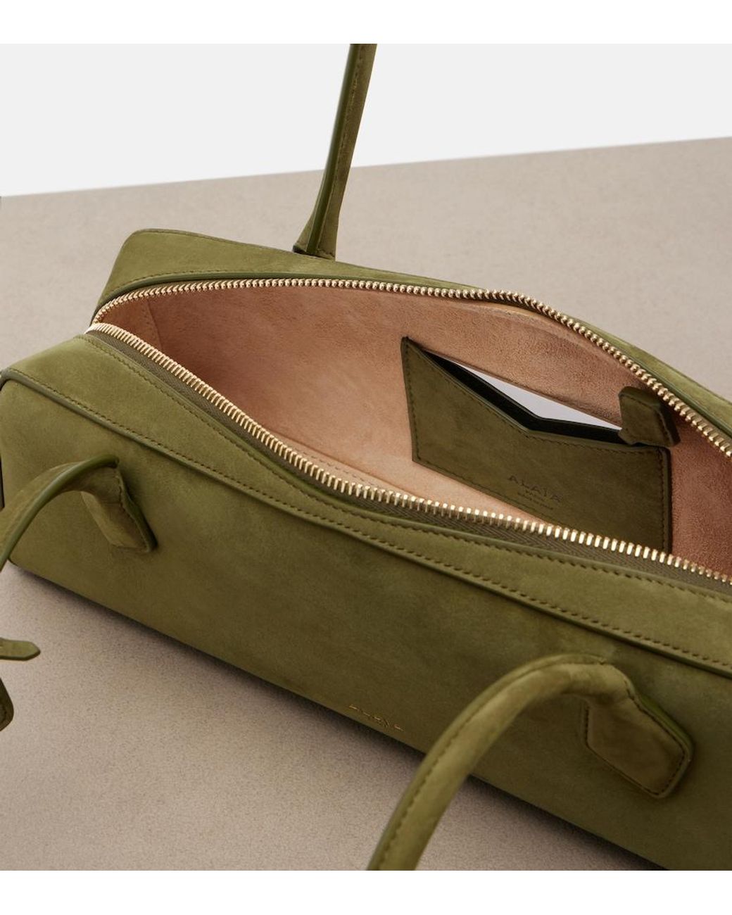 Alaïa Green Le Teckel Medium Suede Shoulder Bag