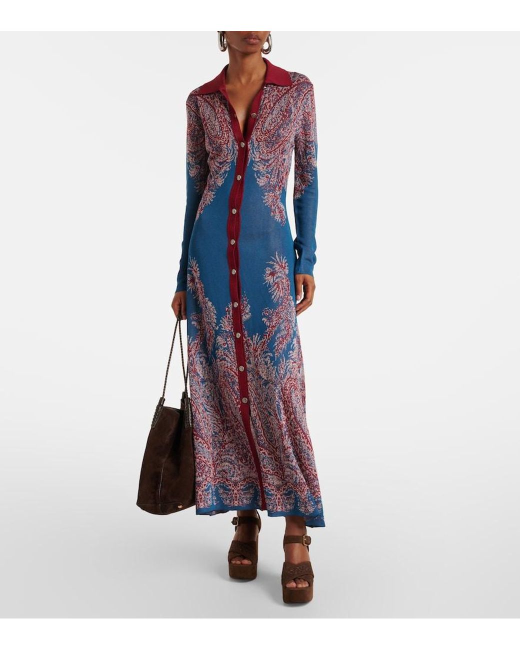 Etro Purple Paisley Jersey Shirtdress