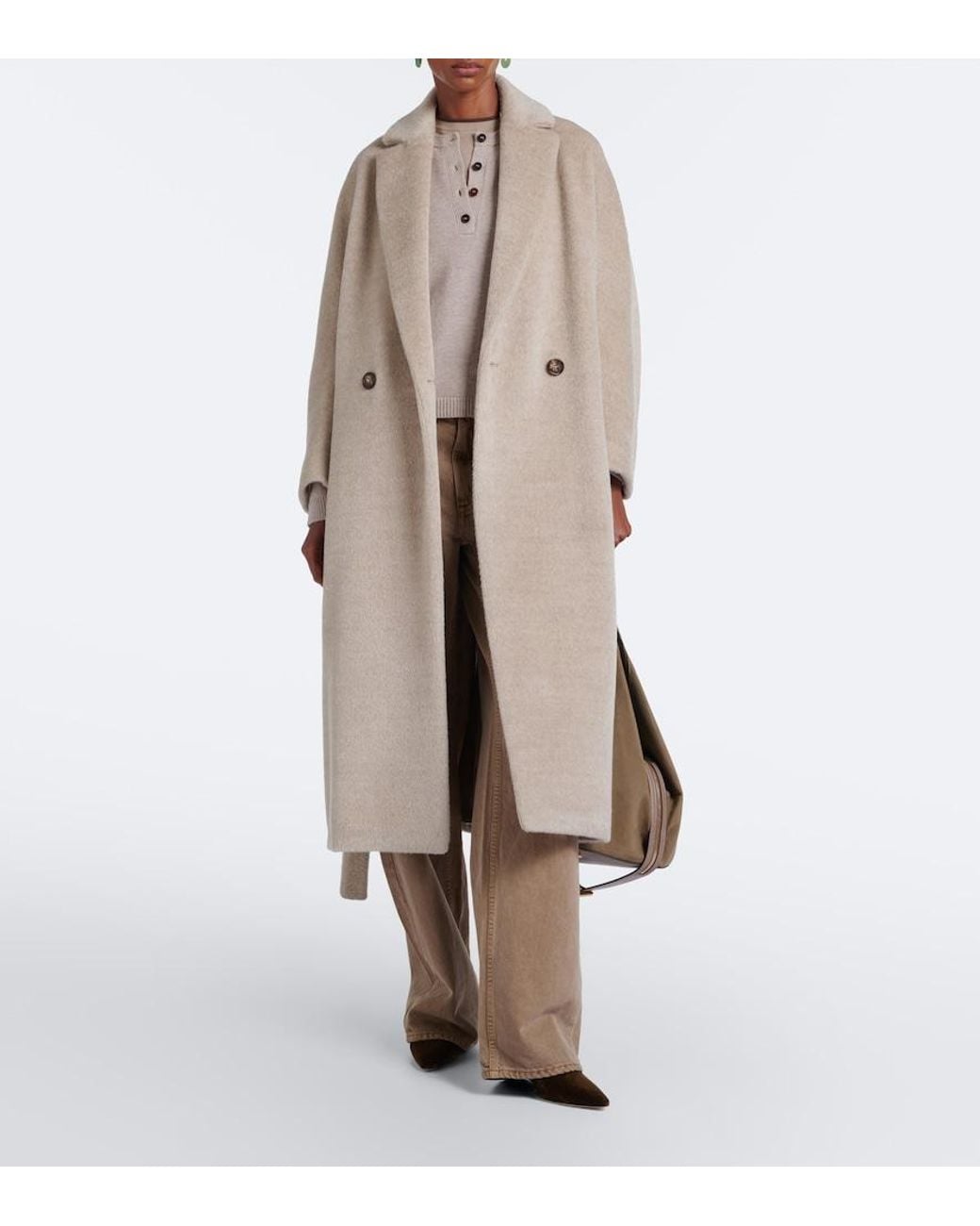Max Mara Natural Alpaca And Wool Wrap Coat