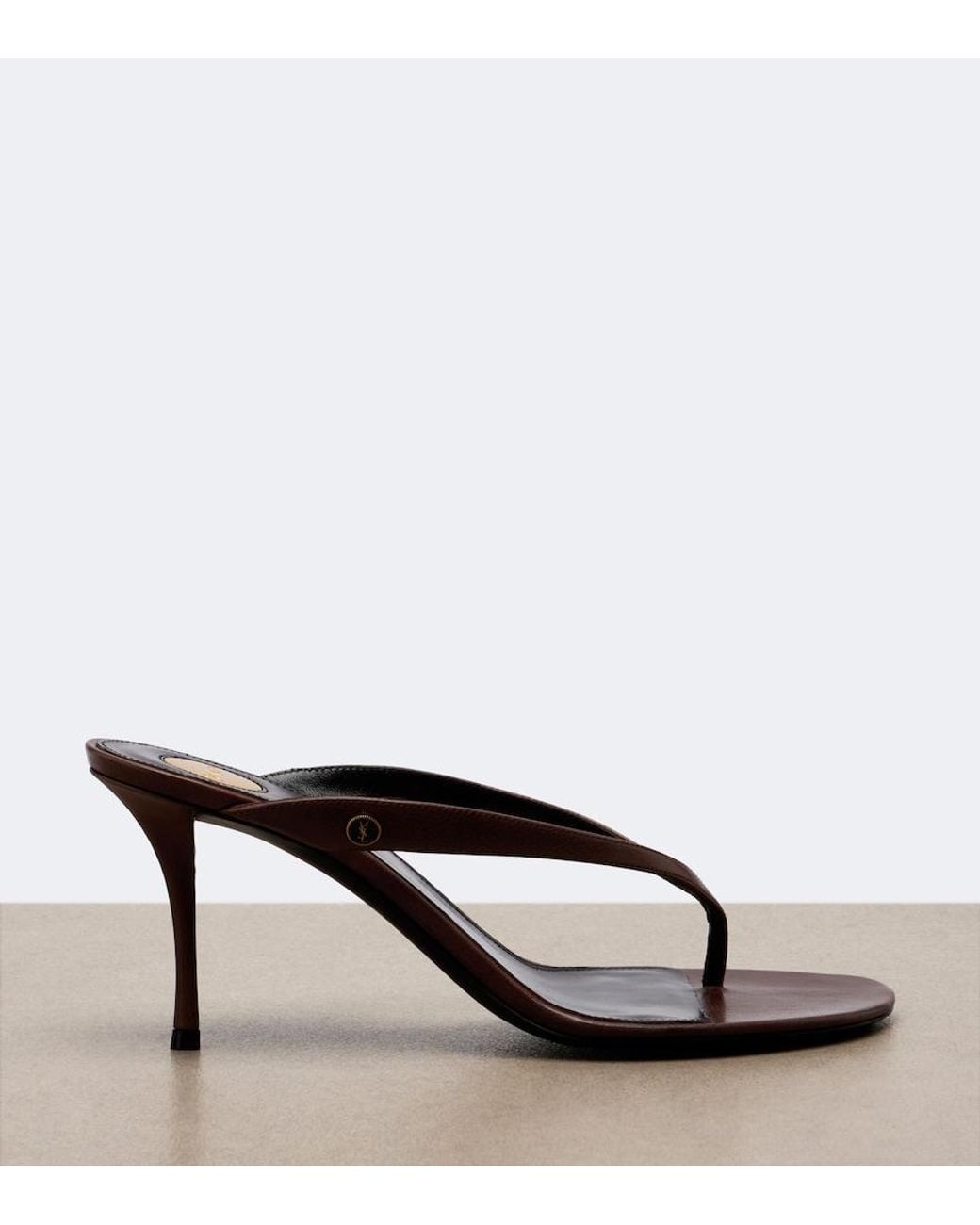 Saint Laurent Black Sue Leather Thong Sandals