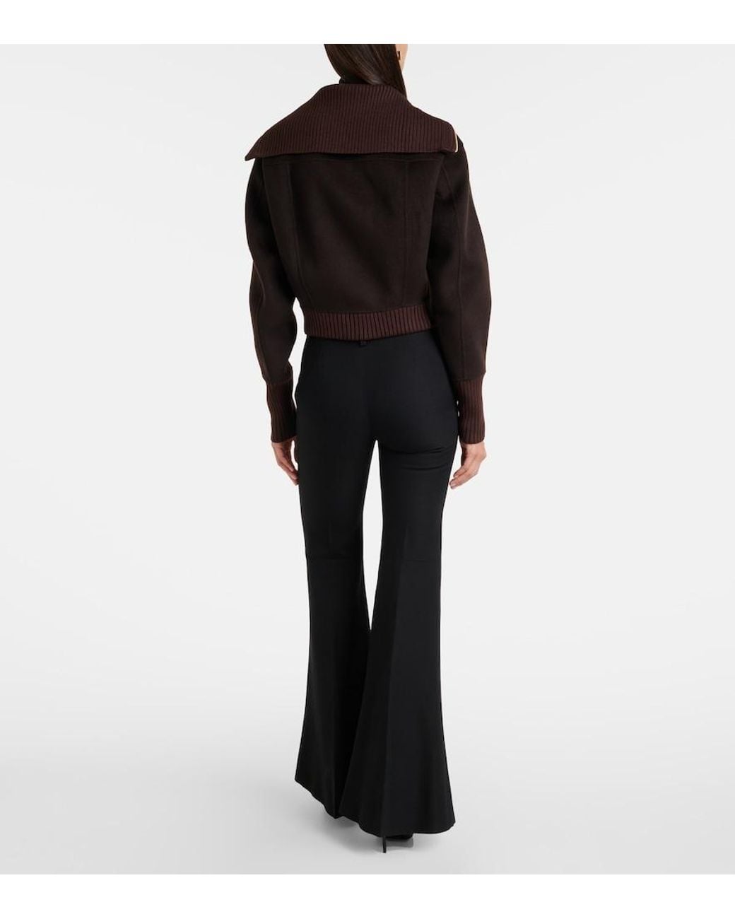Victoria Beckham Black Wool And Cashmere Bomber Jacket