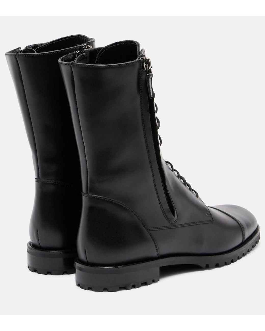 Manolo Blahnik Black Lugata Leather Combat Boots