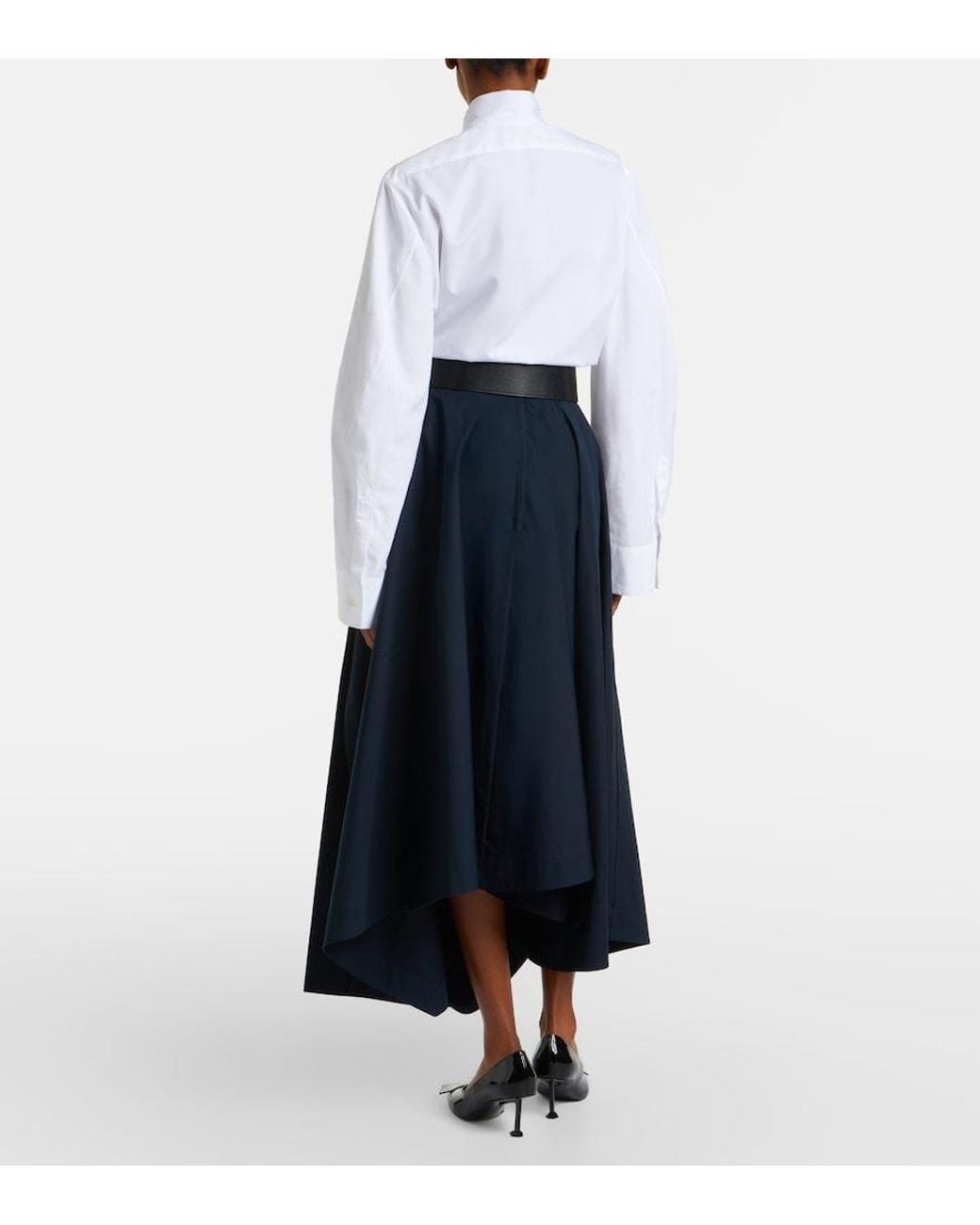 Givenchy Blue Asymmetric Cotton Poplin Maxi Skirt