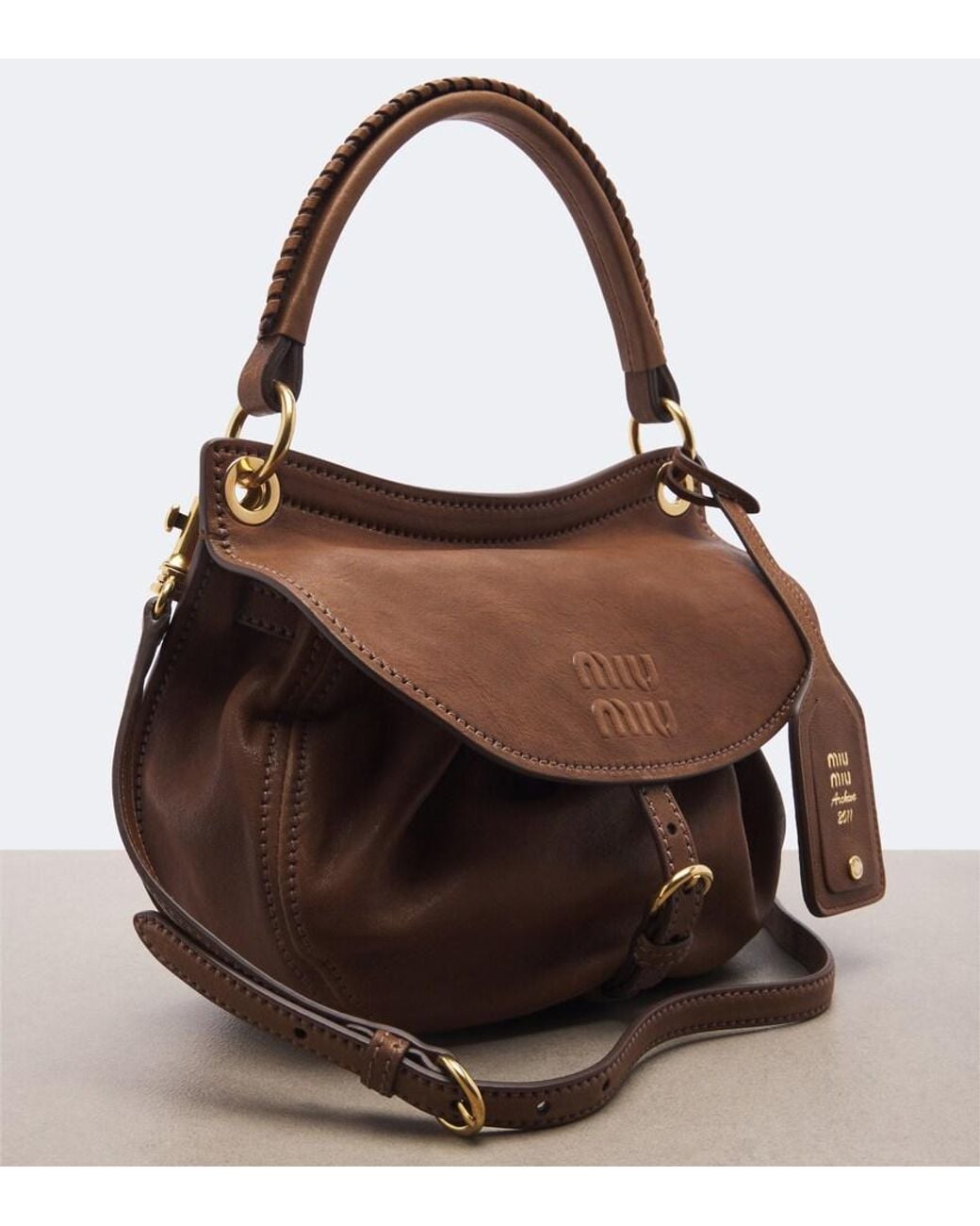 Miu Miu Brown Rendez-Vous Leather Shoulder Bag
