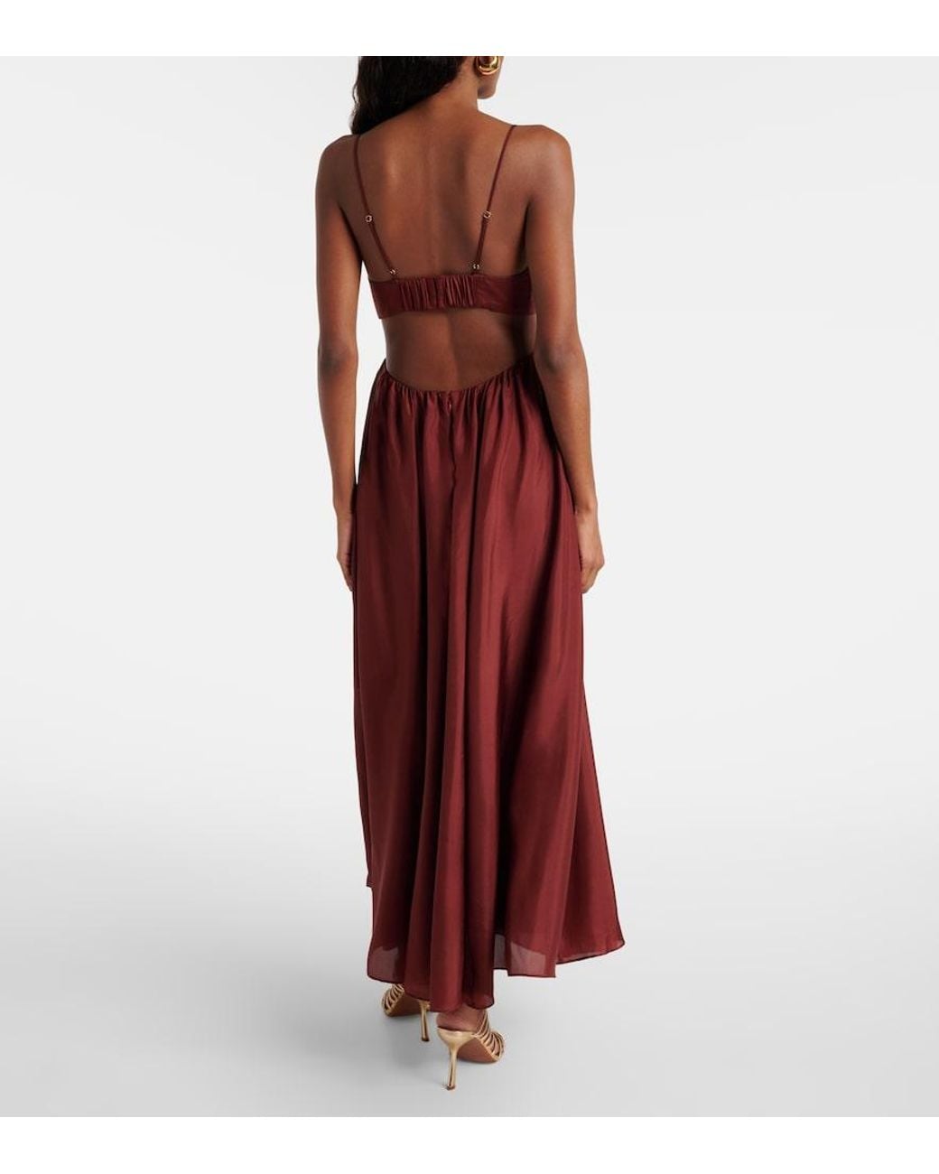 Zimmermann Red Wanderlust Cutout Silk Maxi Dress