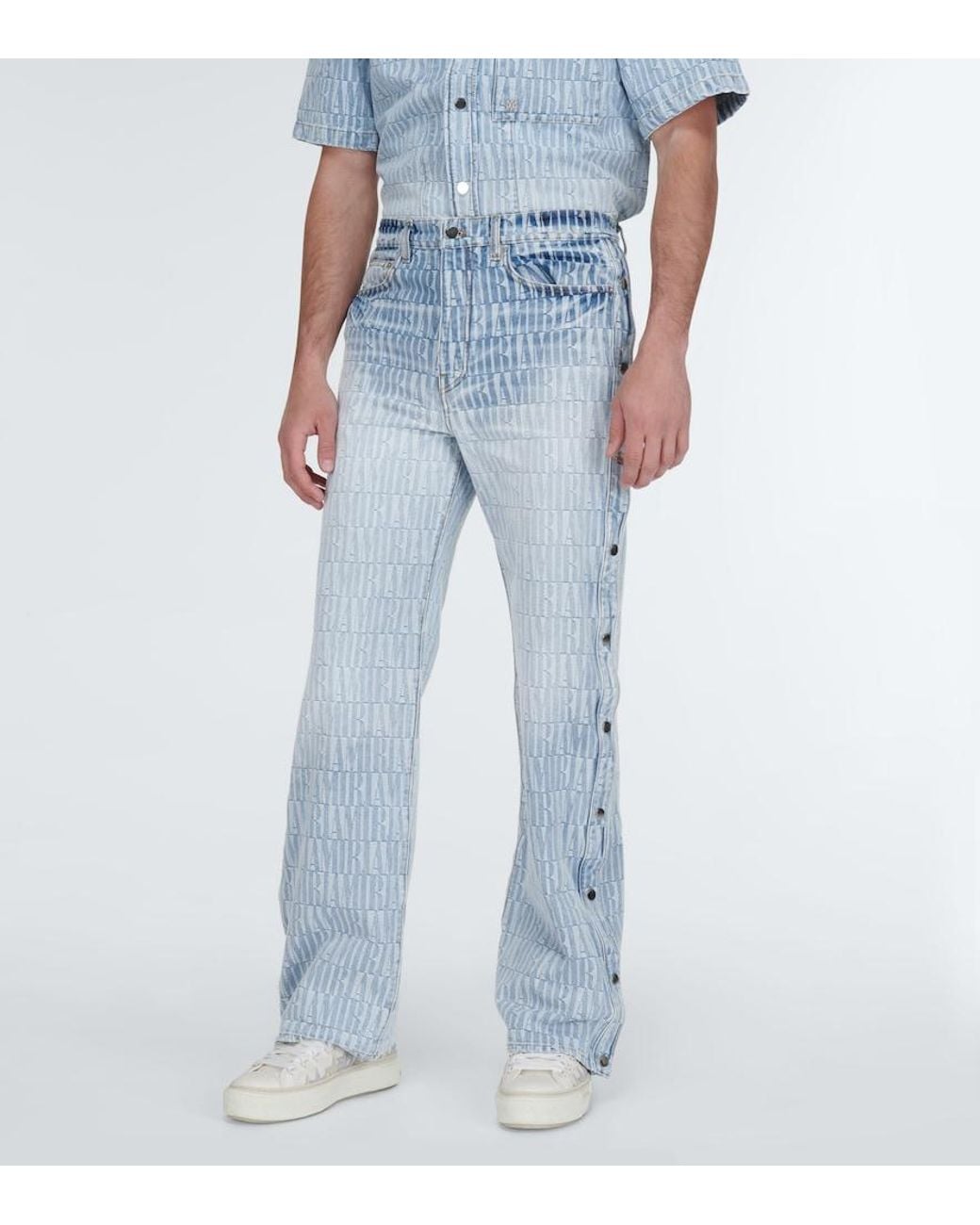 Amiri Blue Logo Jacquard Denim Pants for men