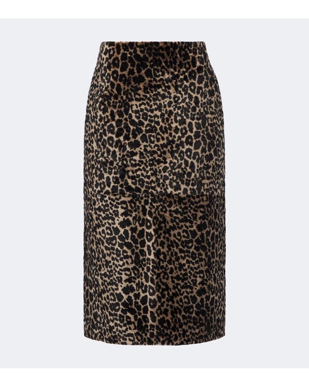 Nour Hammour Black Alana Leopard-Print Shearling Pencil Skirt