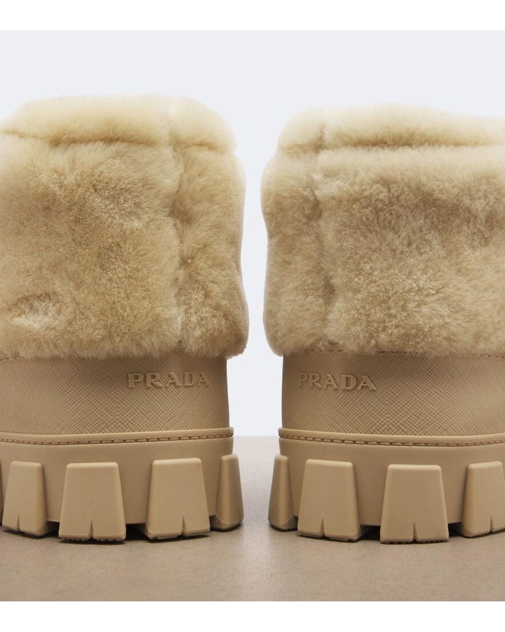 Prada Natural Shearling Snow Boots
