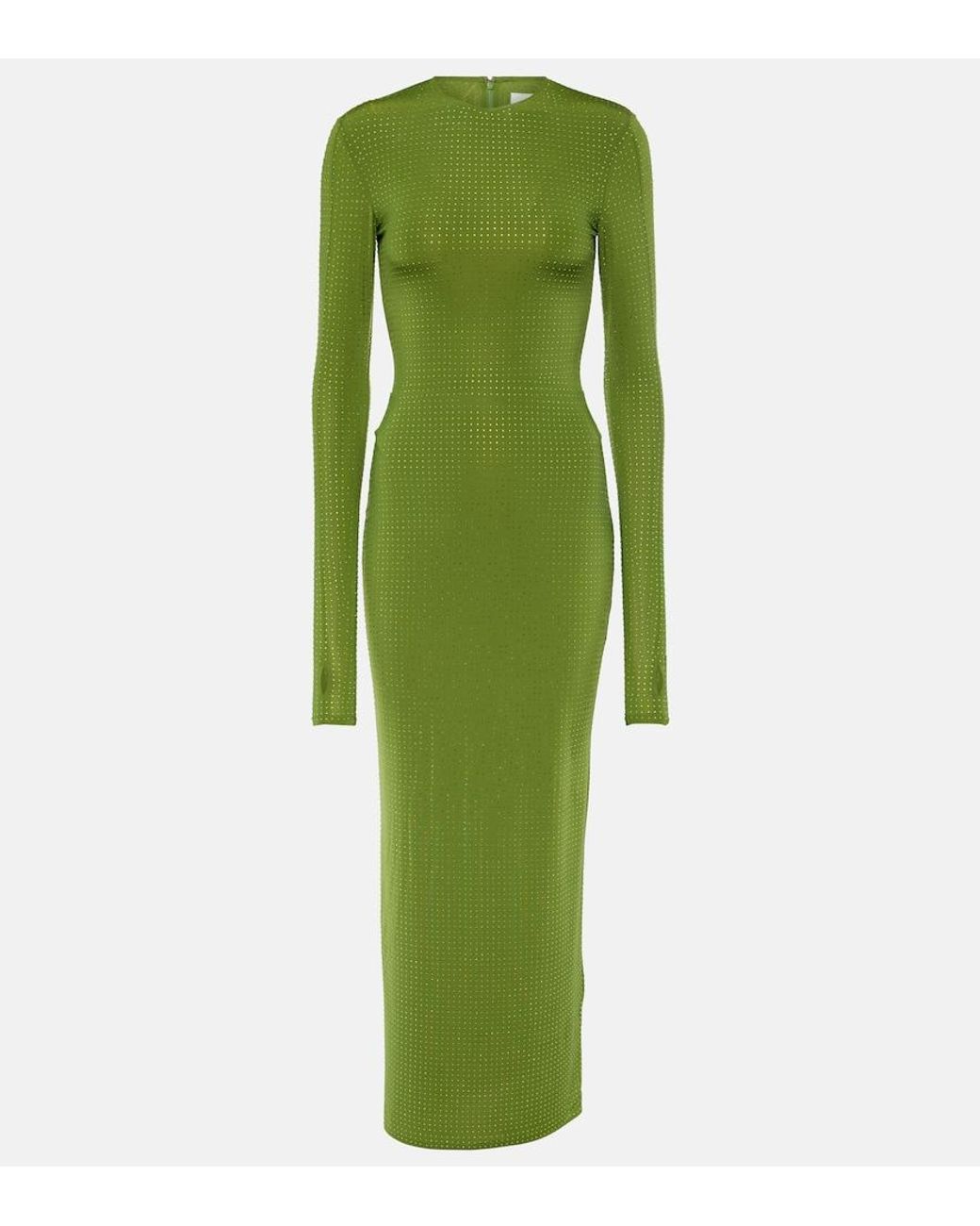 Alex Perry Green Crystal-Embellished Jersey Maxi Dress