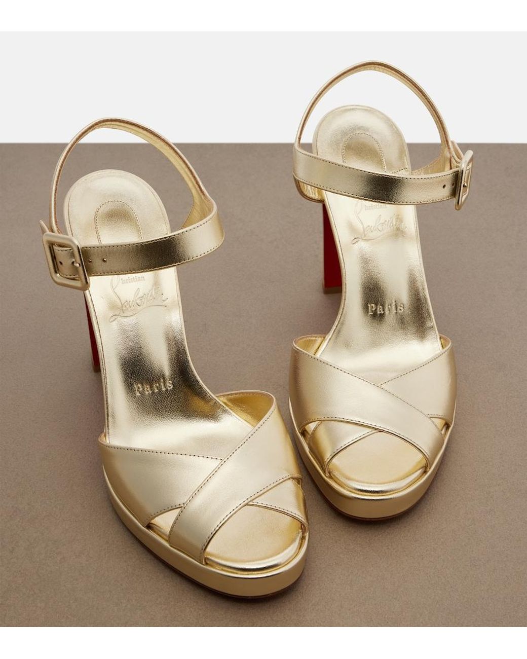 Christian Louboutin Natural Cora Leather Sandals