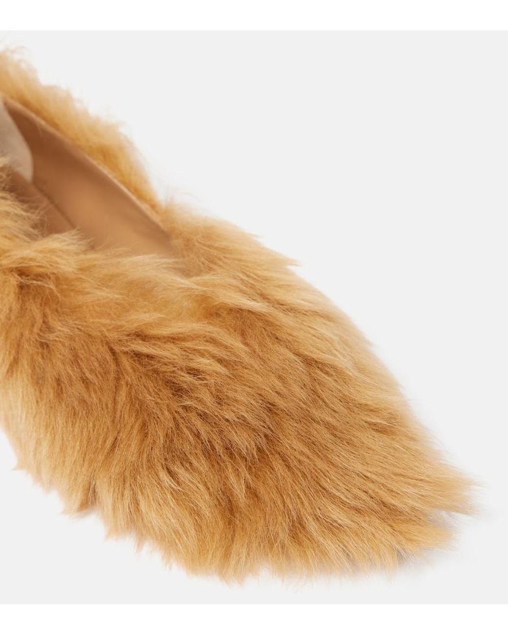 The Attico Natural Eva Shearling Ballet Flats