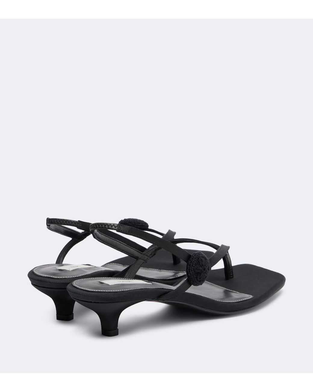 Totême Black Floral-Applique Suede Slingback Sandals