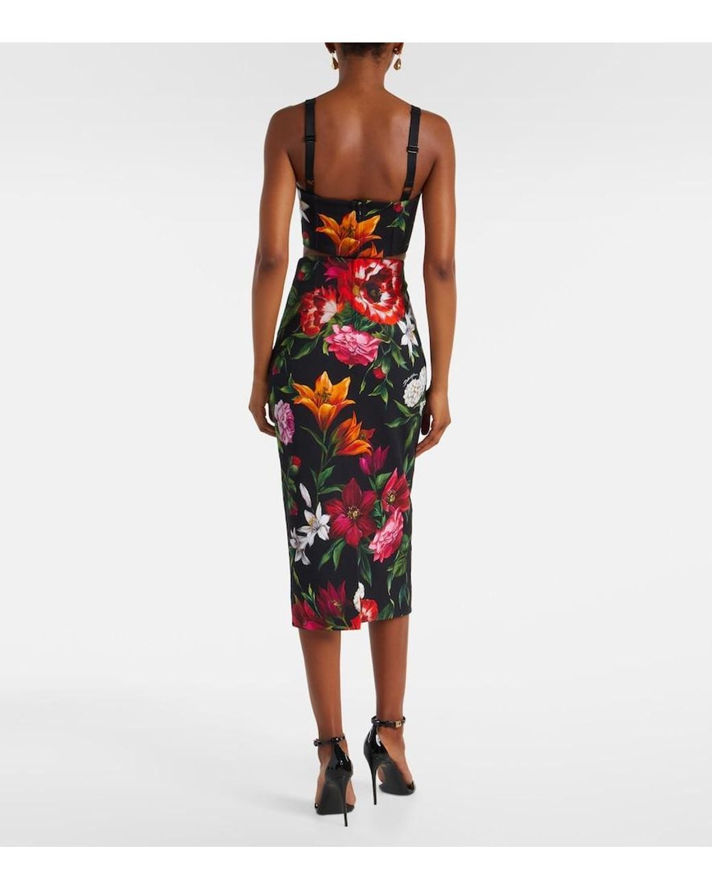 Dolce & Gabbana Red Floral Bustier Top