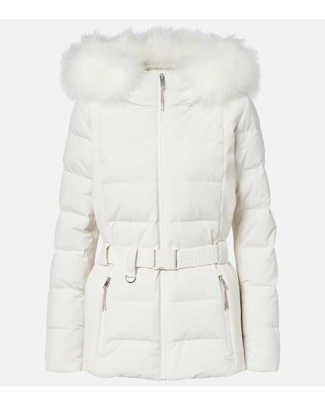 Yves Salomon White Doudoune 58Cm Down Jacket