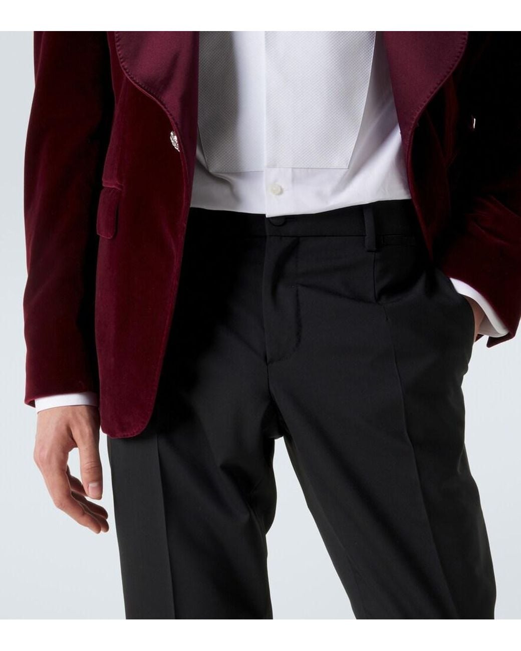 Dolce & Gabbana Black Wool And Silk-Blend Tuxedo Pants for men
