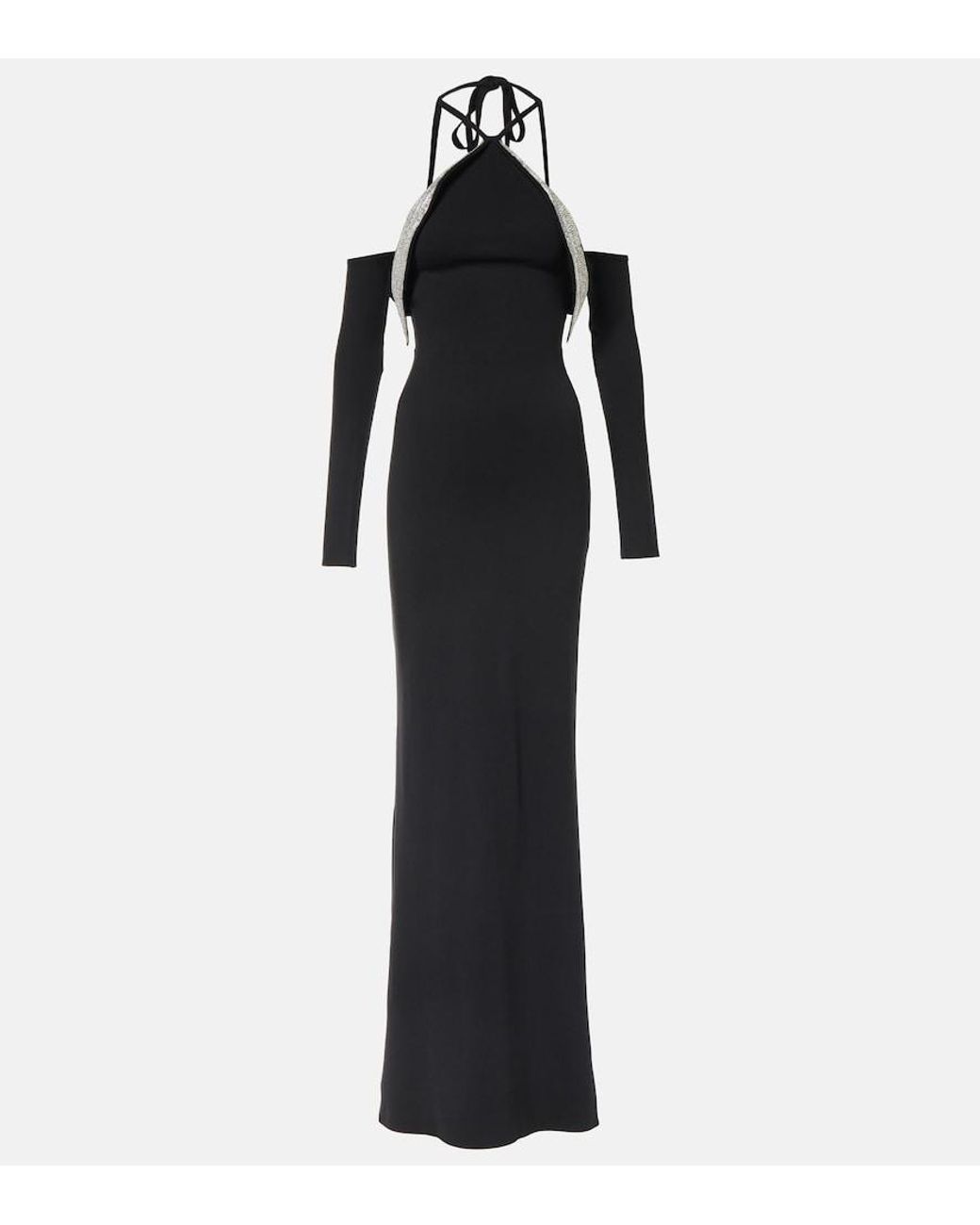 David Koma Black Crystal-Embellished Gown