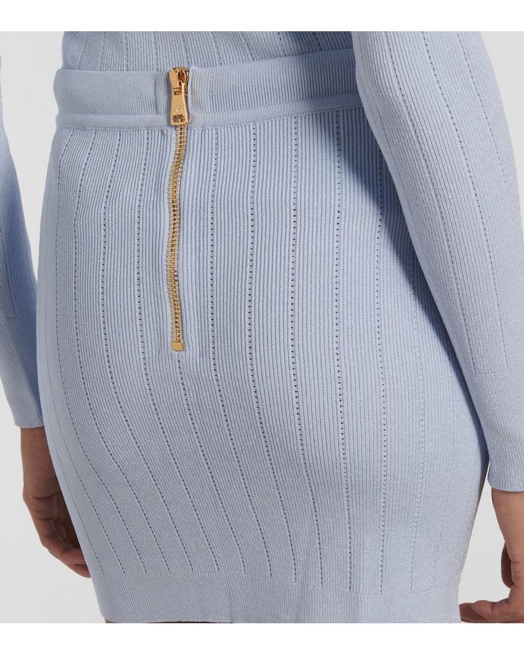 Balmain Blue Knitted Miniskirt